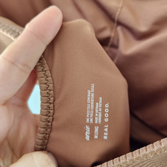 Aerie Brown Textured Swimsuit - Picture 9 of 10